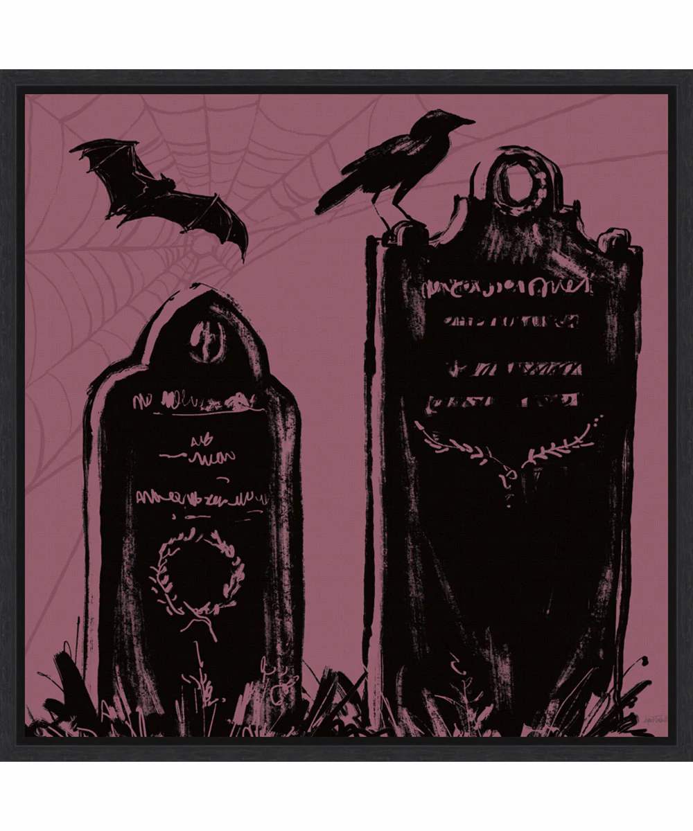 Framed Haunted Halloween VIII by Anne Tavoletti Canvas Wall Art Print (22 W x 22 H), Sylvie Black Frame