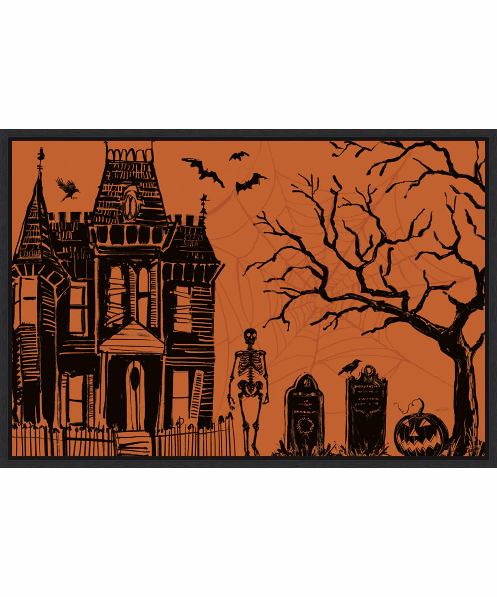 Framed Haunted House I by Anne Tavoletti Canvas Wall Art Print (33 W x 23 H), Sylvie Black Frame