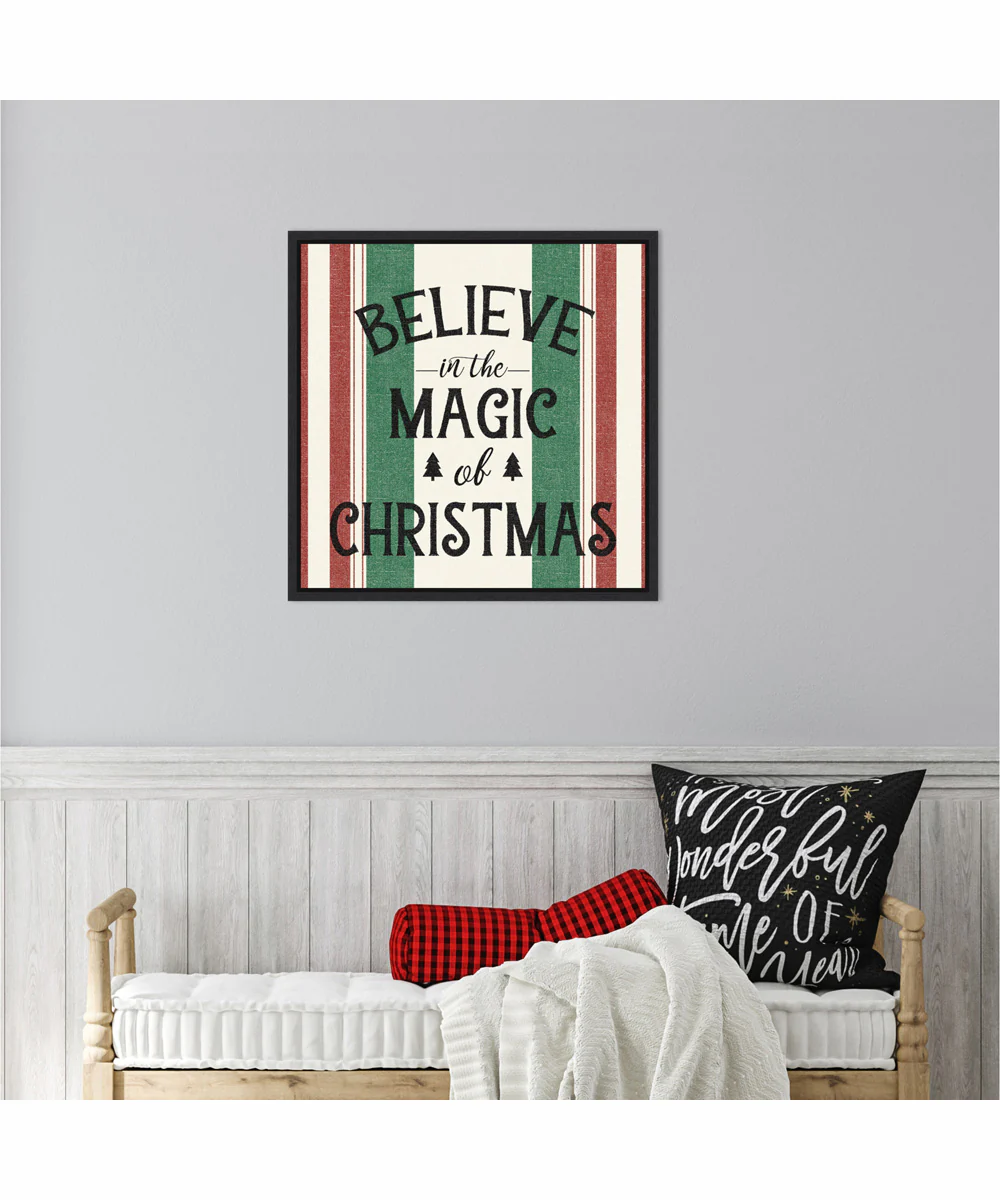 Framed Heartland Holiday IV Green by Wild Apple Portfolio Canvas Wall Art Print (22 W x 22 H), Sylvie Black Frame - Image 2