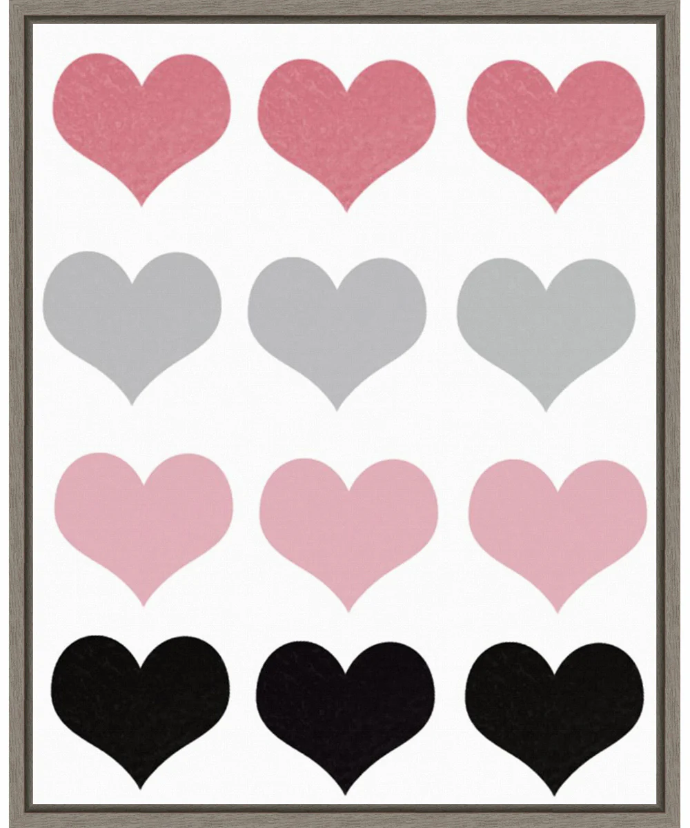 Framed Hearts by Ashley Singleton Canvas Wall Art Print (23 W x 28 H), Sylvie Greywash Frame