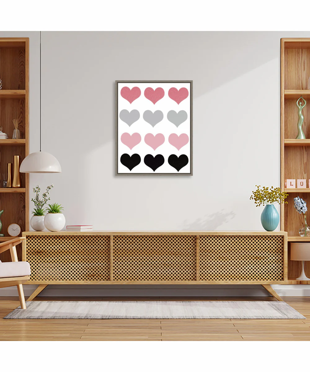 Framed Hearts by Ashley Singleton Canvas Wall Art Print (23 W x 28 H), Sylvie Greywash Frame - Image 2
