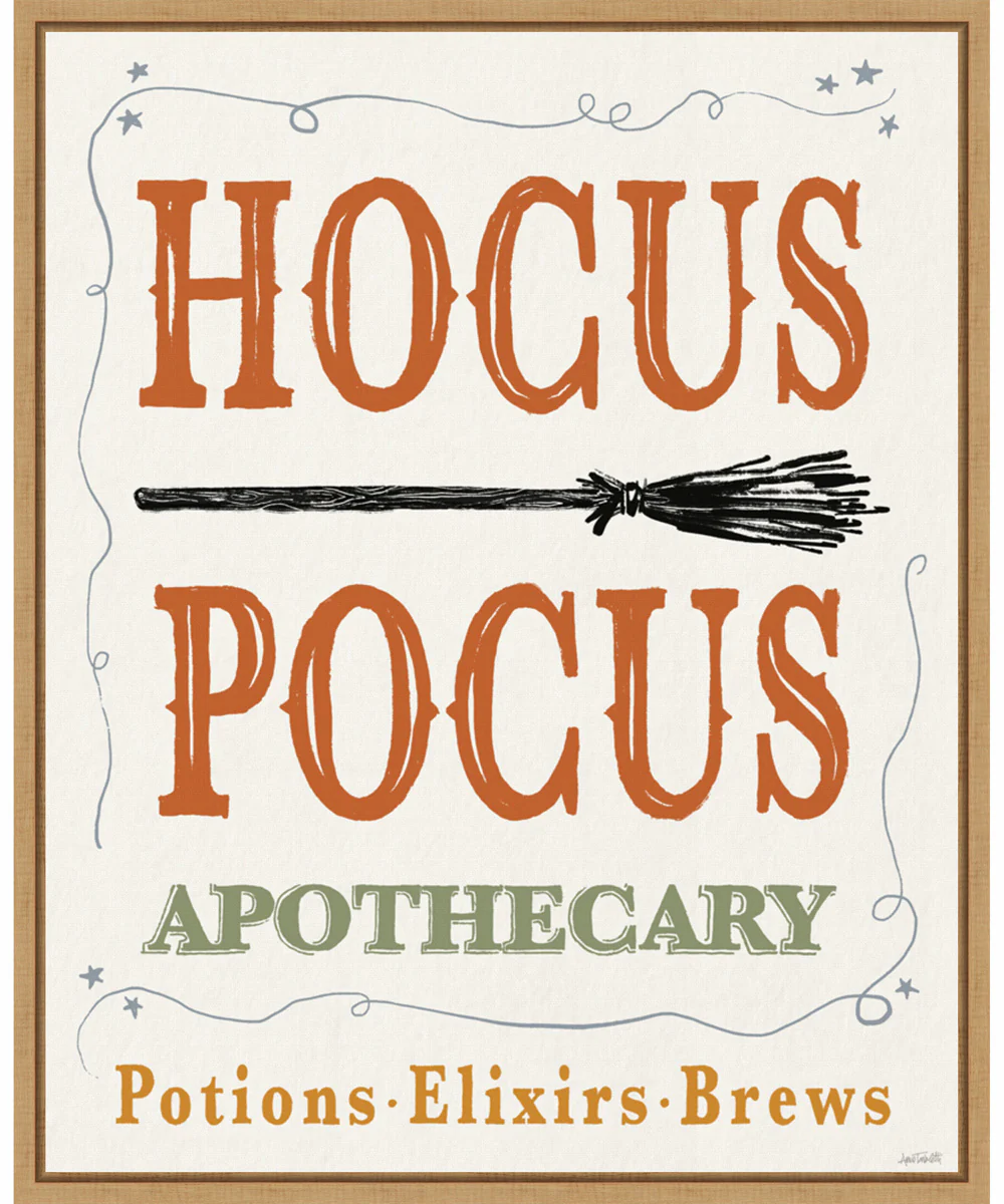 Framed Hocus Pocus Halloween Color by Anne Tavoletti Canvas Wall Art Print (23 W x 28 H), Sylvie Maple Frame
