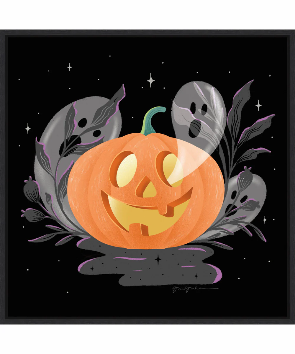 Framed Hocus Pocus Halloween V by Gia Graham Canvas Wall Art Print (30  W x 30  H), Sylvie Black Frame