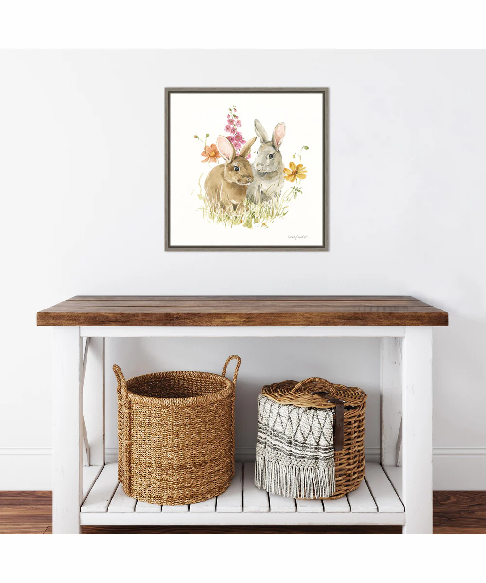 Framed Hop on Spring II by Lisa Audit Canvas Wall Art Print (22  W x 22  H), Sylvie Greywash Frame - Image 2