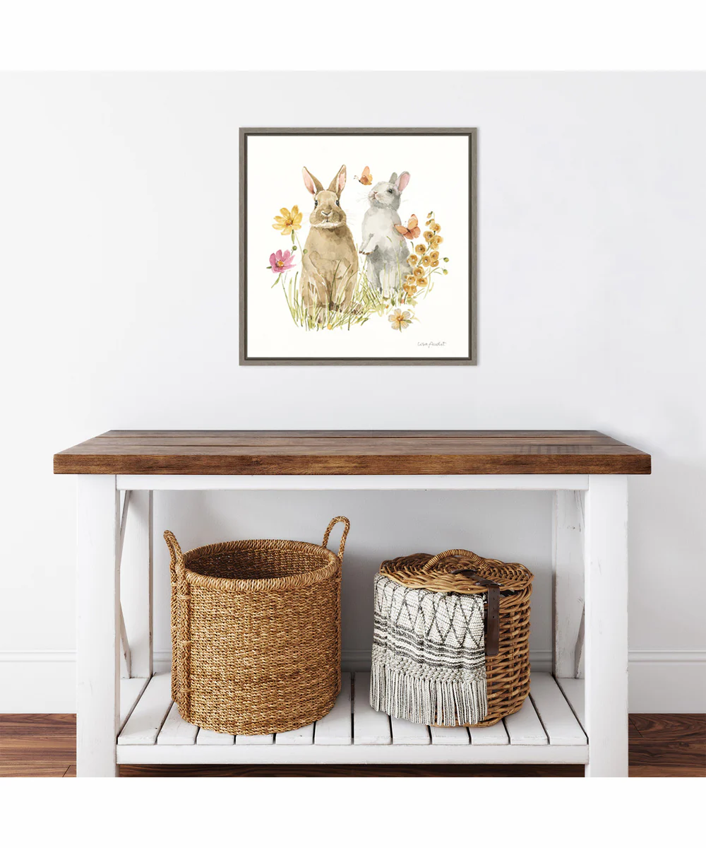 Framed Hop on Spring IV by Lisa Audit Canvas Wall Art Print (22  W x 22  H), Sylvie Greywash Frame - Image 2