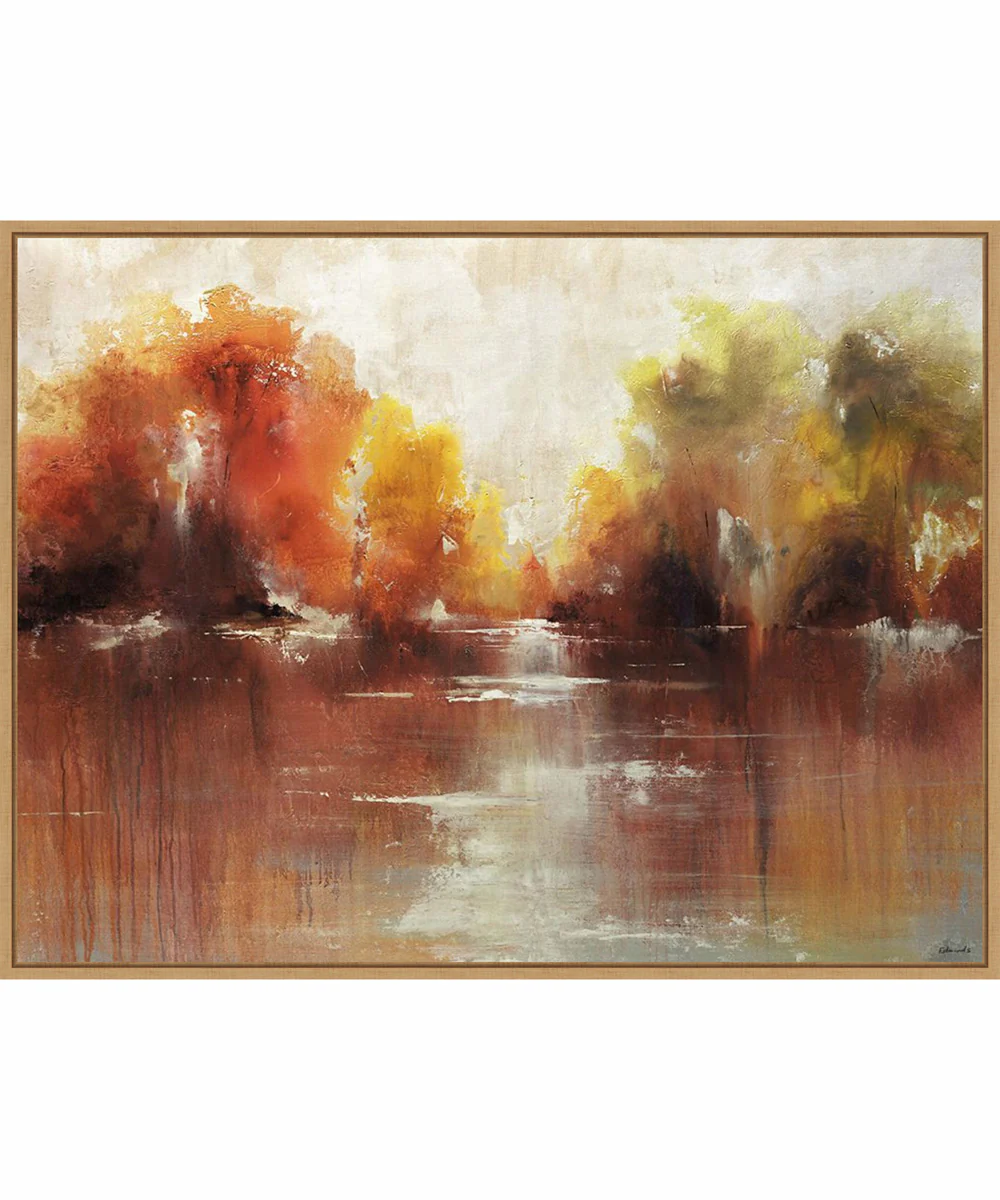Framed Jeweled Water by Sydney Edmunds Canvas Wall Art Print (42 W x 32 H), Sylvie Maple Frame