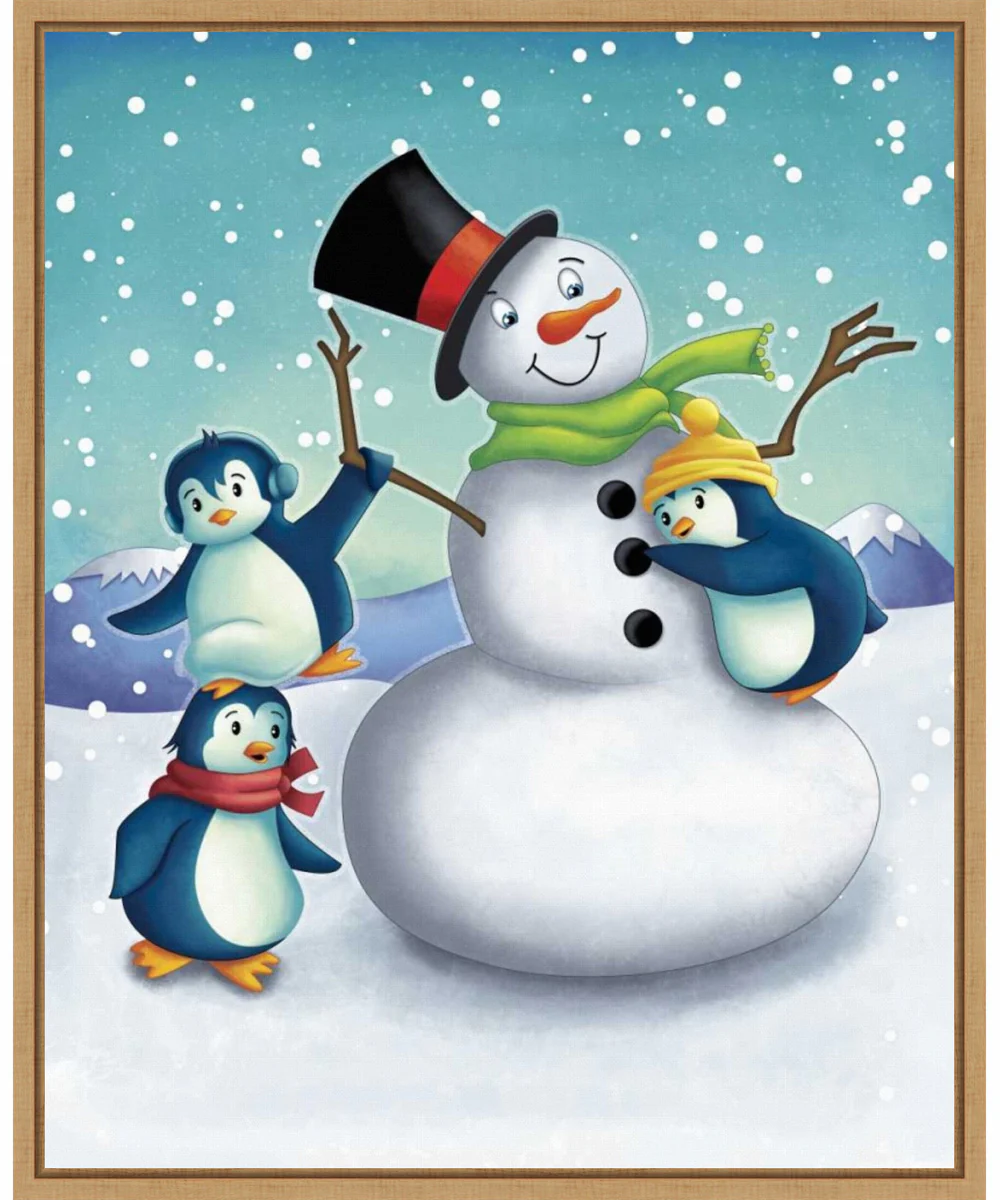 Framed Joyful Snowman by Josefina Canvas Wall Art Print (23 W x 28 H), Sylvie Maple Frame