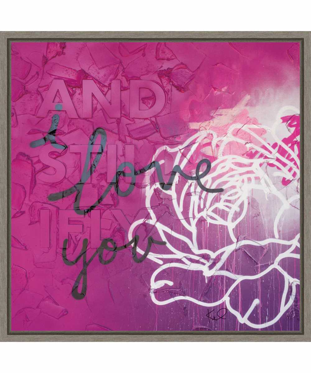 Framed Lotus Love by Kent Youngstrom Canvas Wall Art Print (22 W x 22 H), Sylvie Greywash Frame