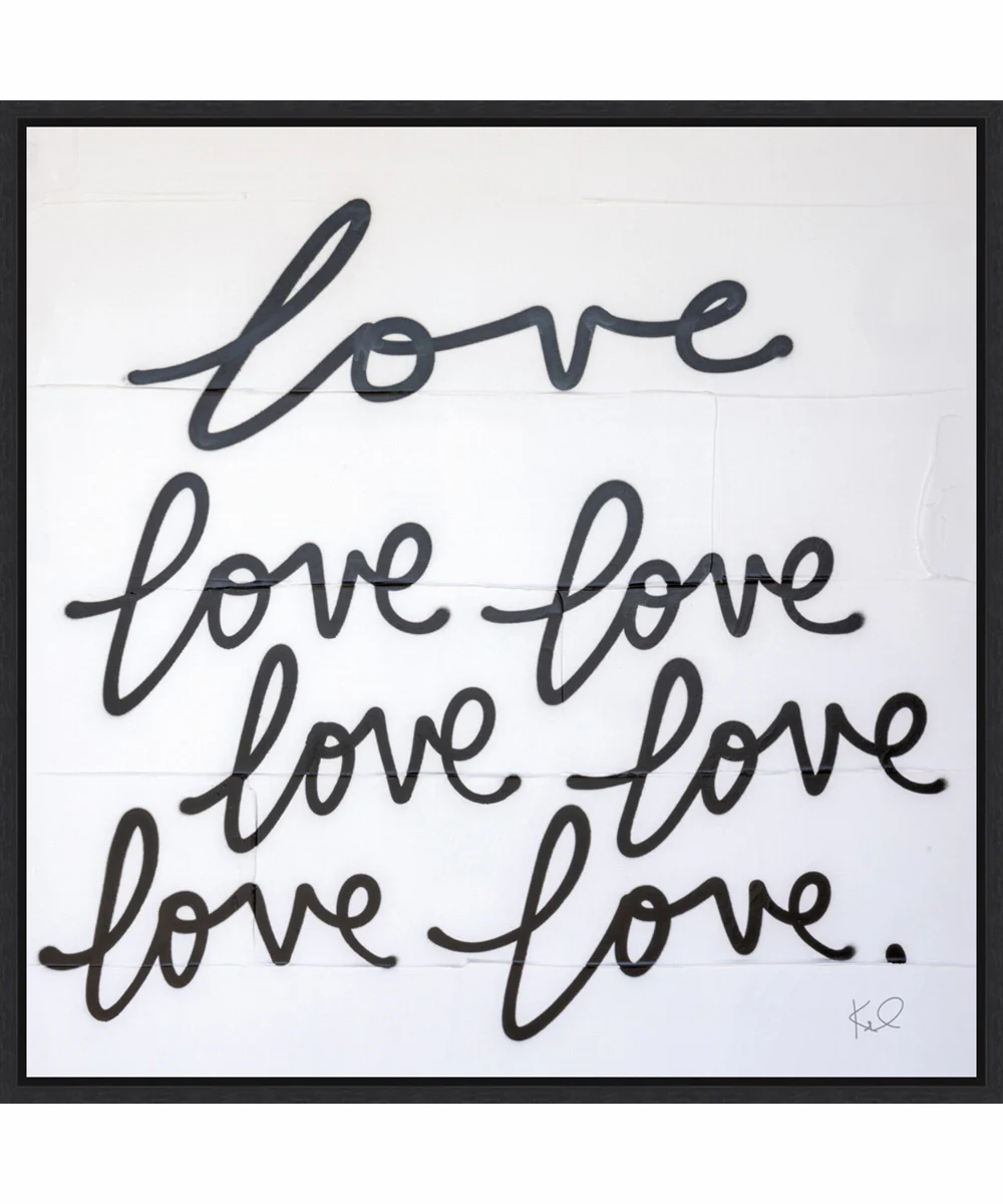 Framed Love Times Seven Sq by Kent Youngstrom Canvas Wall Art Print (30  W x 30  H), Sylvie Black Frame