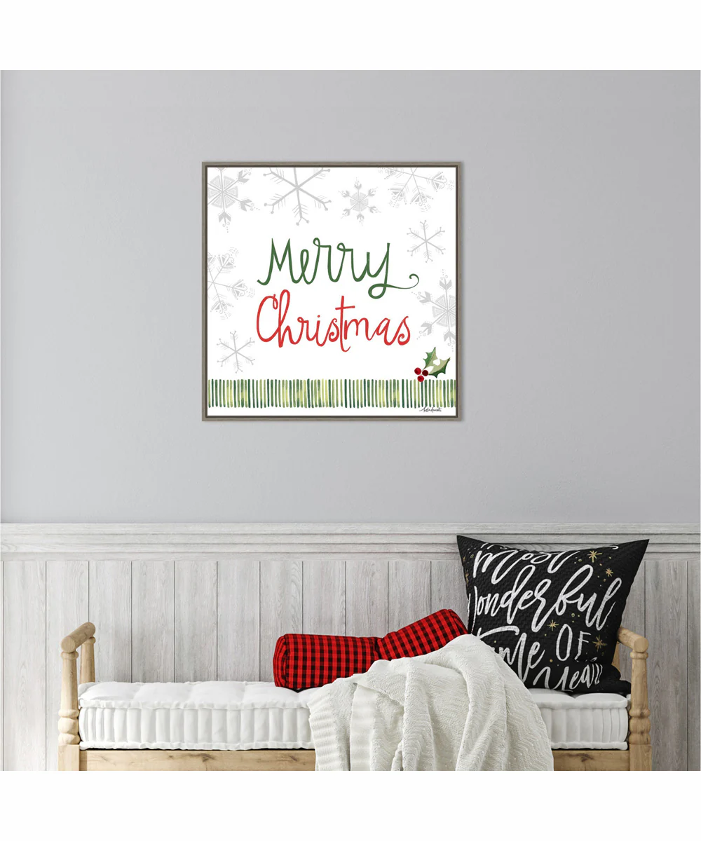 Framed Merry Christmas by Katie Doucette Canvas Wall Art Print (22  W x 22  H), Sylvie Greywash Frame - Image 2