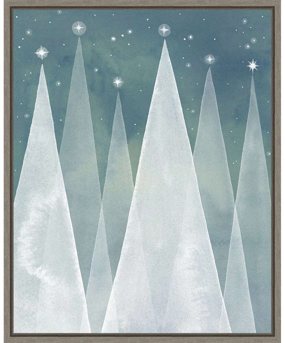 Framed Mod Evergreens I by Grace Popp Canvas Wall Art Print (23 W x 28 H), Sylvie Greywash Frame