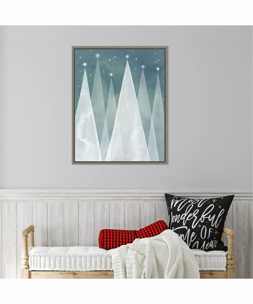 Framed Mod Evergreens I by Grace Popp Canvas Wall Art Print (23 W x 28 H), Sylvie Greywash Frame - Image 2