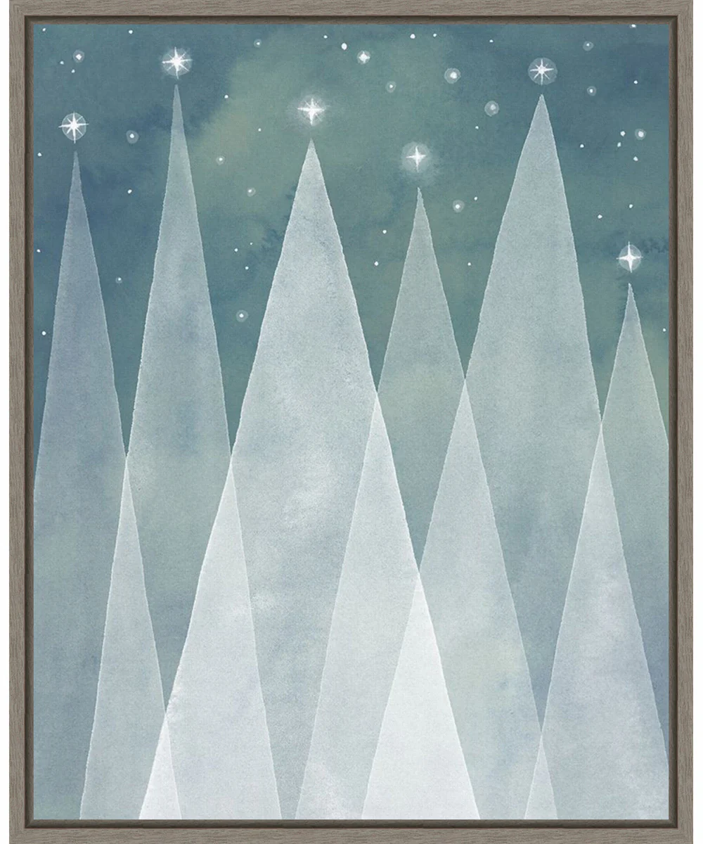 Framed Mod Evergreens II by Grace Popp Canvas Wall Art Print (23  W x 28  H), Sylvie Greywash Frame
