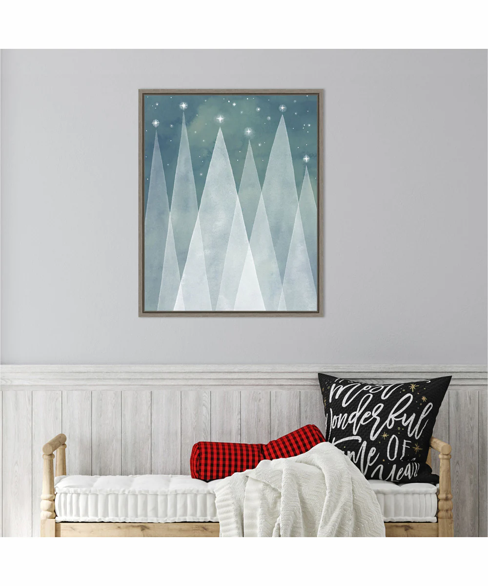 Framed Mod Evergreens II by Grace Popp Canvas Wall Art Print (23  W x 28  H), Sylvie Greywash Frame - Image 2
