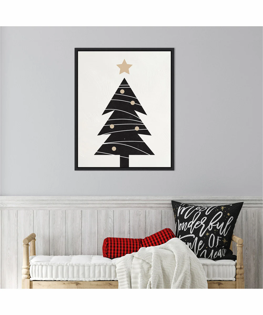 Framed Modern Christmas Tree I by Nina Blue Canvas Wall Art Print (23  W x 28  H), Sylvie Black Frame - Image 2