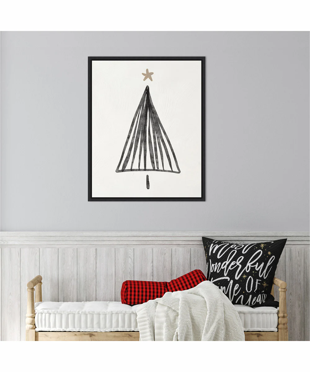 Framed Modern Christmas Tree III by Nina Blue Canvas Wall Art Print (23 W x 28 H), Sylvie Black Frame - Image 2