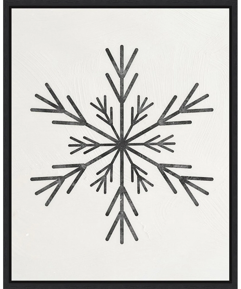 Framed Modern Snowflake by Nina Blue Canvas Wall Art Print (23 W x 28 H), Sylvie Black Frame