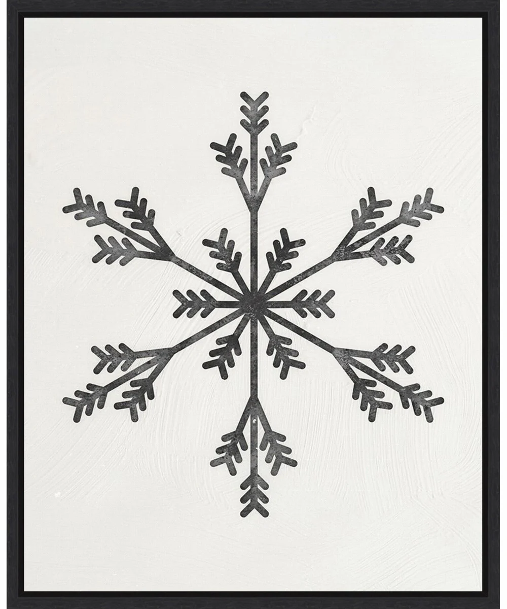 Framed Modern Snowflake II by Nina Blue Canvas Wall Art Print (23 W x 28 H), Sylvie Black Frame