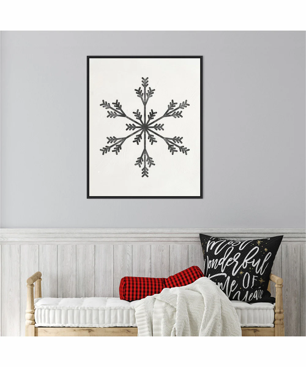 Framed Modern Snowflake II by Nina Blue Canvas Wall Art Print (23 W x 28 H), Sylvie Black Frame - Image 2