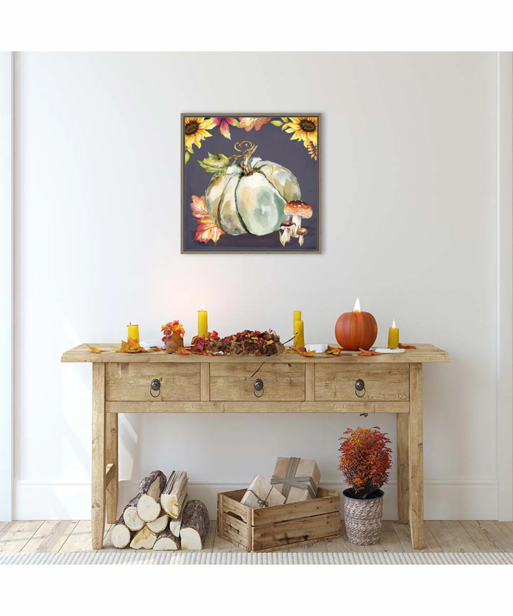 Framed Mushrooms and Pumpkin by Art Nd Canvas Wall Art Print (22 W x 22 H), Sylvie Greywash Frame - Image 2