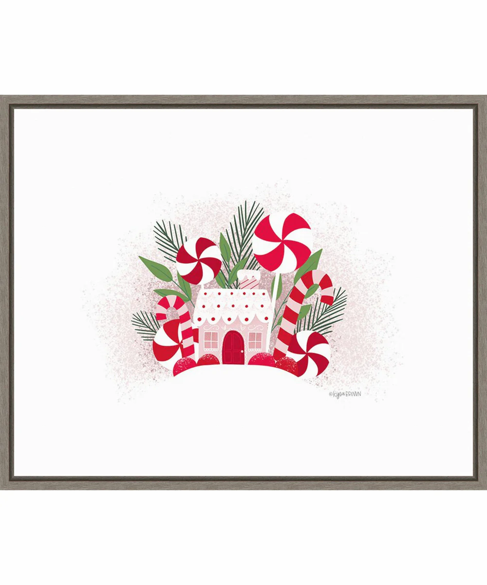 Framed Peppermint Cottage by Kyra Brown Canvas Wall Art Print (28  W x 23  H), Sylvie Greywash Frame
