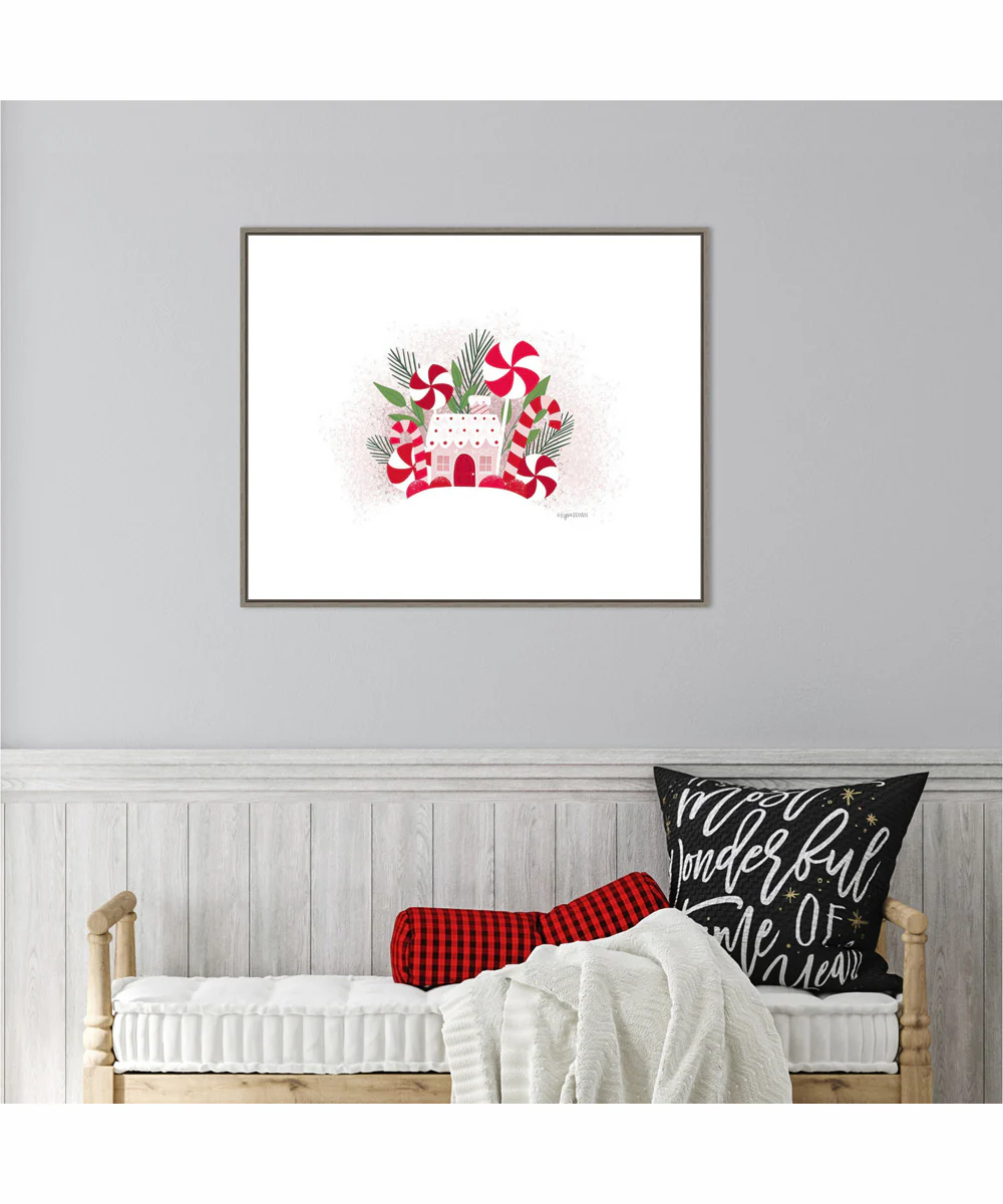 Framed Peppermint Cottage by Kyra Brown Canvas Wall Art Print (28  W x 23  H), Sylvie Greywash Frame - Image 2