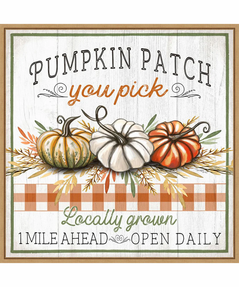 Framed Pumpkin Patch by Elizabeth Tyndall Canvas Wall Art Print (30 W x 30 H), Sylvie Maple Frame