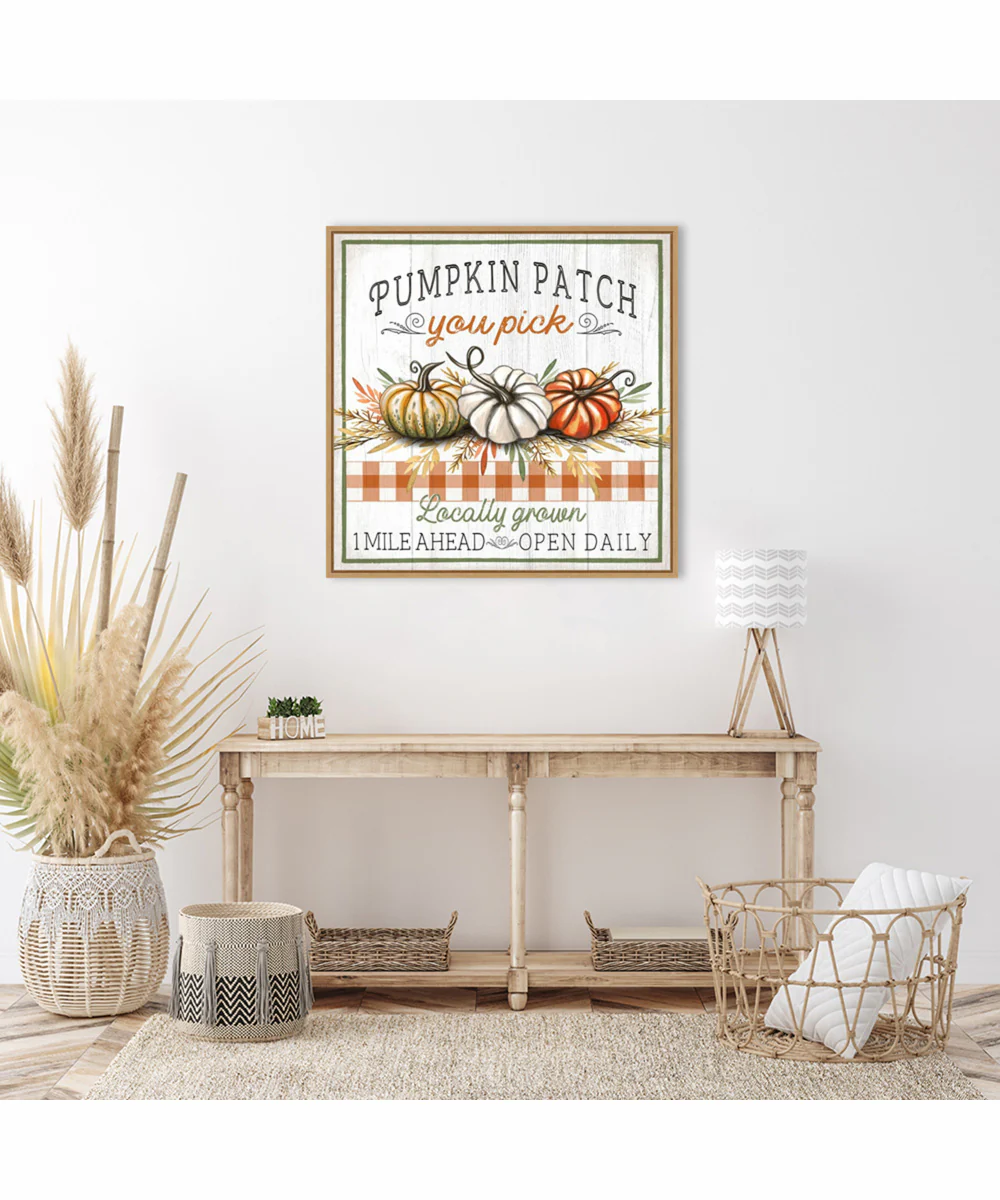 Framed Pumpkin Patch by Elizabeth Tyndall Canvas Wall Art Print (30 W x 30 H), Sylvie Maple Frame - Image 2