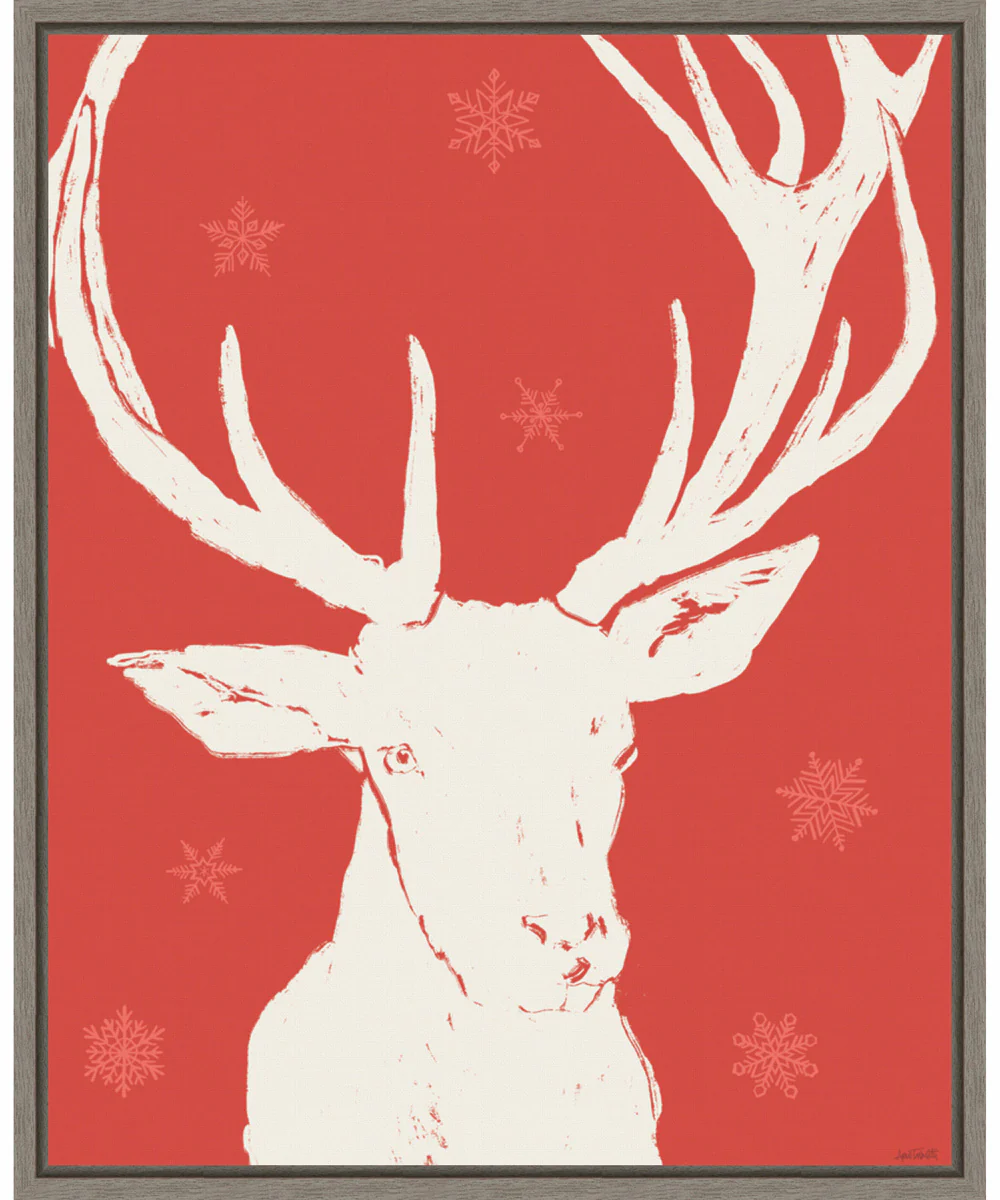 Framed Seasonal Shades IV Reindeer by Anne Tavoletti Canvas Wall Art Print (23 W x 28 H), Sylvie Greywash Frame