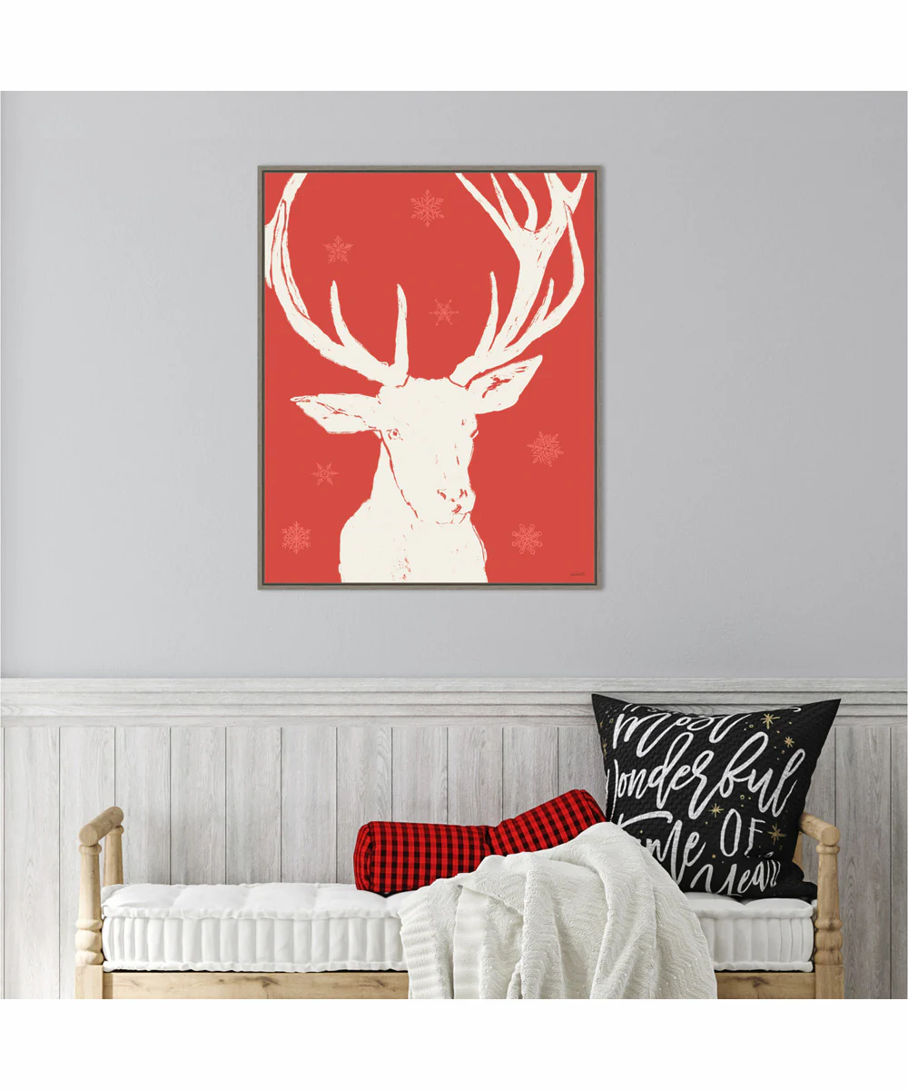 Framed Seasonal Shades IV Reindeer by Anne Tavoletti Canvas Wall Art Print (23 W x 28 H), Sylvie Greywash Frame - Image 2