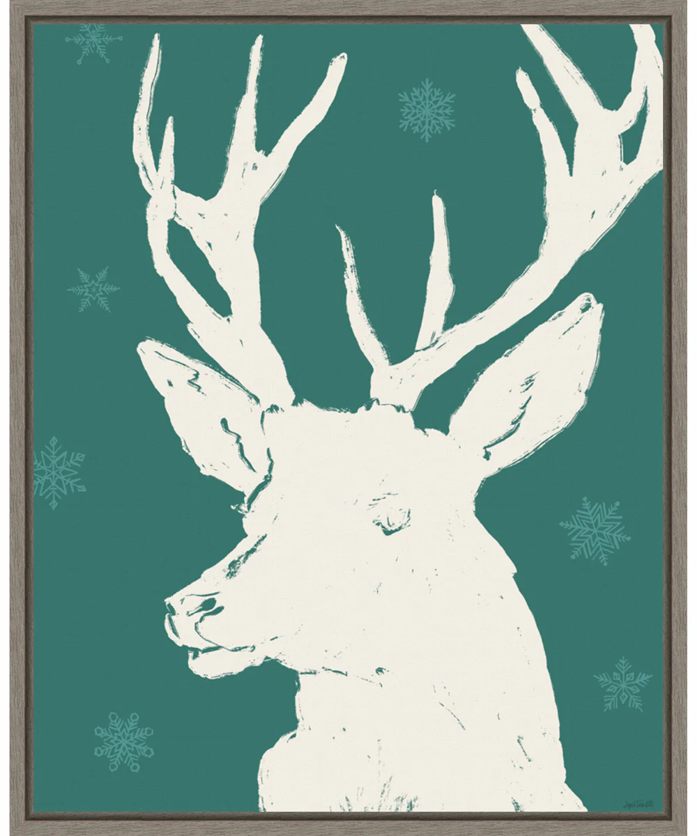 Framed Seasonal Shades V Reindeer by Anne Tavoletti Canvas Wall Art Print (23 W x 28 H), Sylvie Greywash Frame