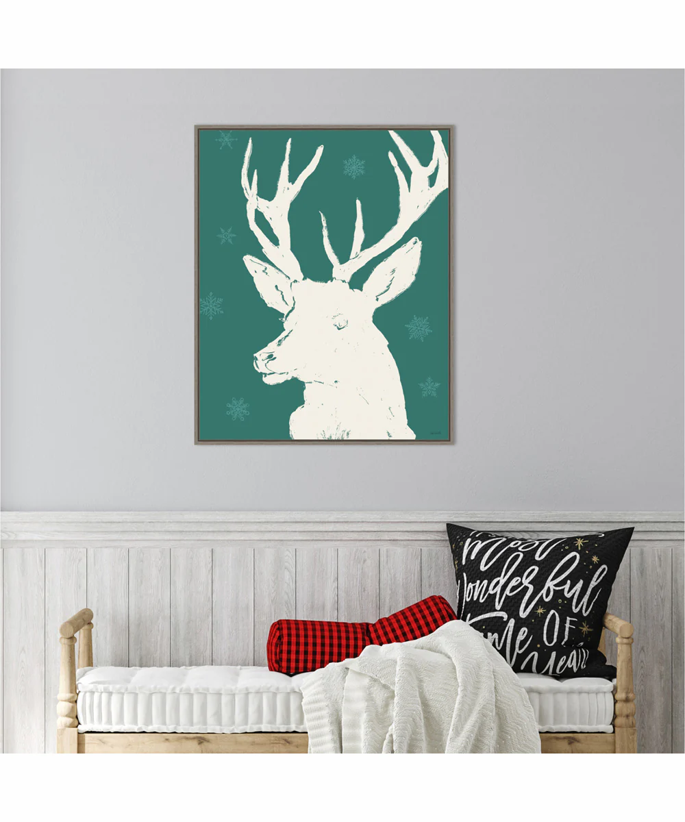 Framed Seasonal Shades V Reindeer by Anne Tavoletti Canvas Wall Art Print (23 W x 28 H), Sylvie Greywash Frame - Image 2