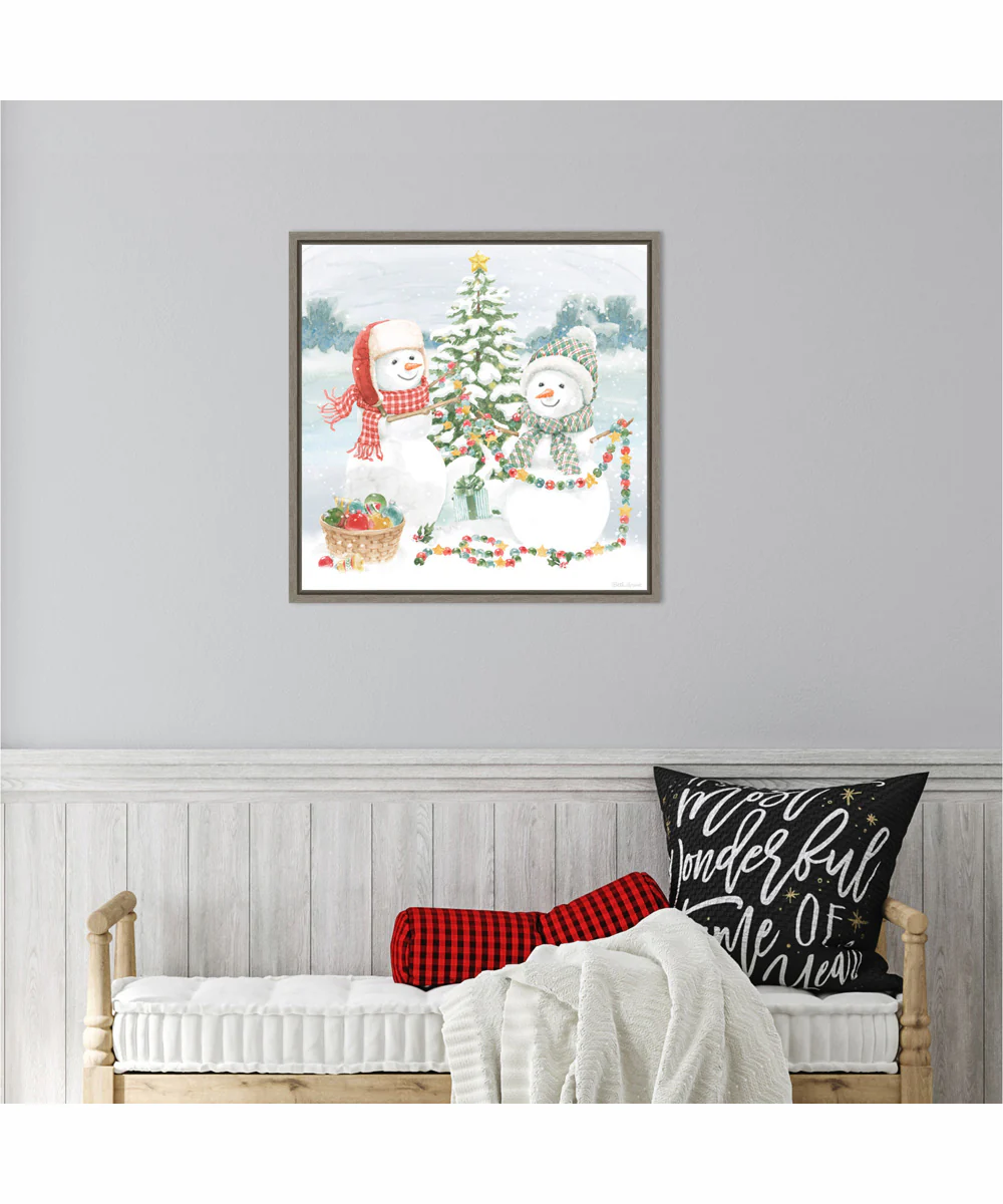 Framed Snow Day II by Beth Grove Canvas Wall Art Print (22  W x 22  H), Sylvie Greywash Frame - Image 2