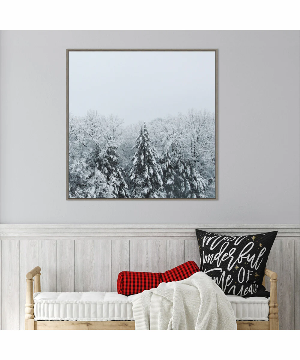 Framed Snowshoe Hill and Trees by Sue Schlabach Canvas Wall Art Print (30 W x 30 H), Sylvie Greywash Frame - Image 2
