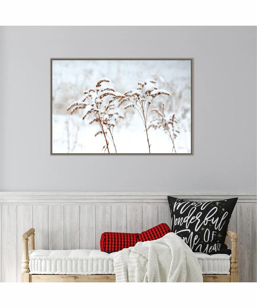 Framed Snowy Gardens by Sue Schlabach Canvas Wall Art Print (33  W x 23  H), Sylvie Greywash Frame - Image 2
