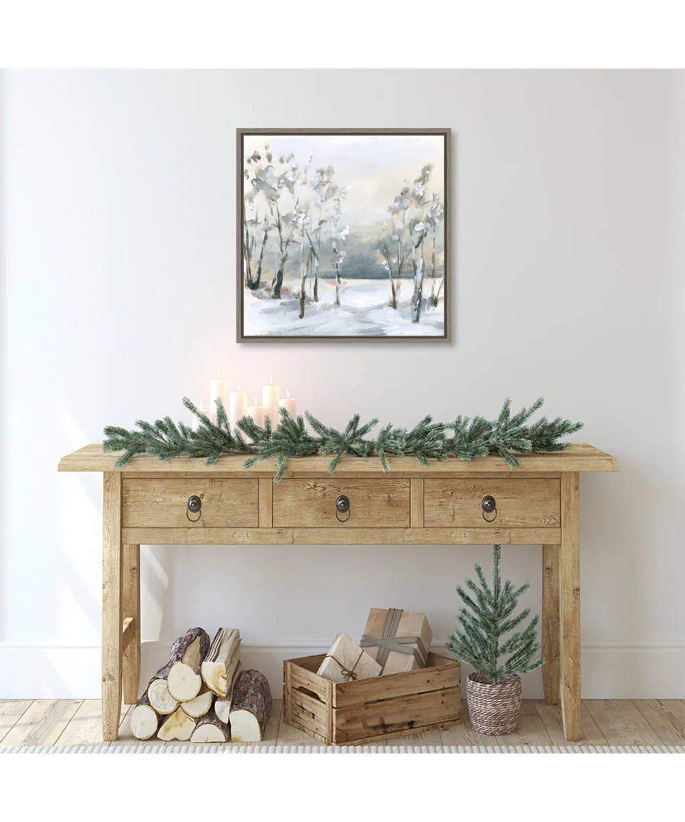 Framed Snowy Winter Trees by Katrina Pete Canvas Wall Art Print (22 W x 22 H), Sylvie Greywash Frame - Image 2