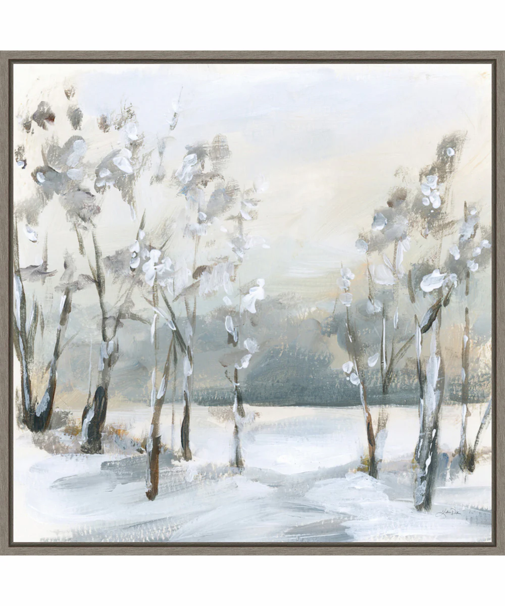 Framed Snowy Winter Trees by Katrina Pete Canvas Wall Art Print (30 W x 30 H), Sylvie Greywash Frame