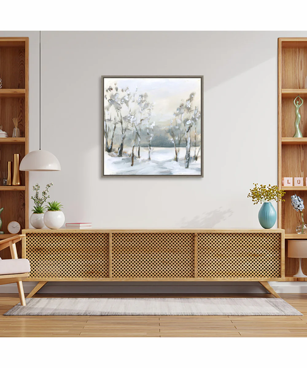 Framed Snowy Winter Trees by Katrina Pete Canvas Wall Art Print (30 W x 30 H), Sylvie Greywash Frame - Image 2