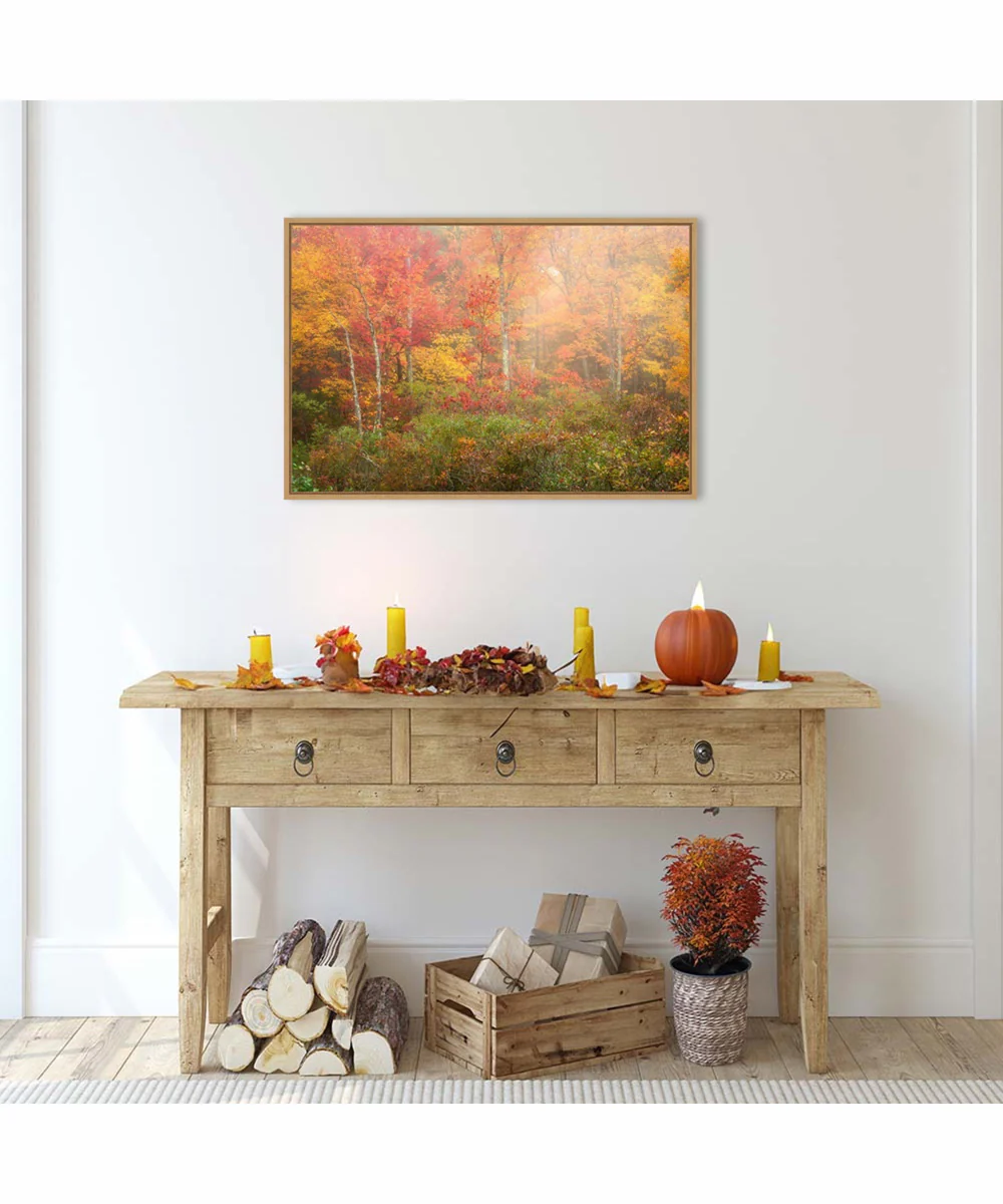 Framed Soft Fall Forest Pallet by Patrick Zephyr Canvas Wall Art Print (33 W x 23 H), Sylvie Maple Frame - Image 2