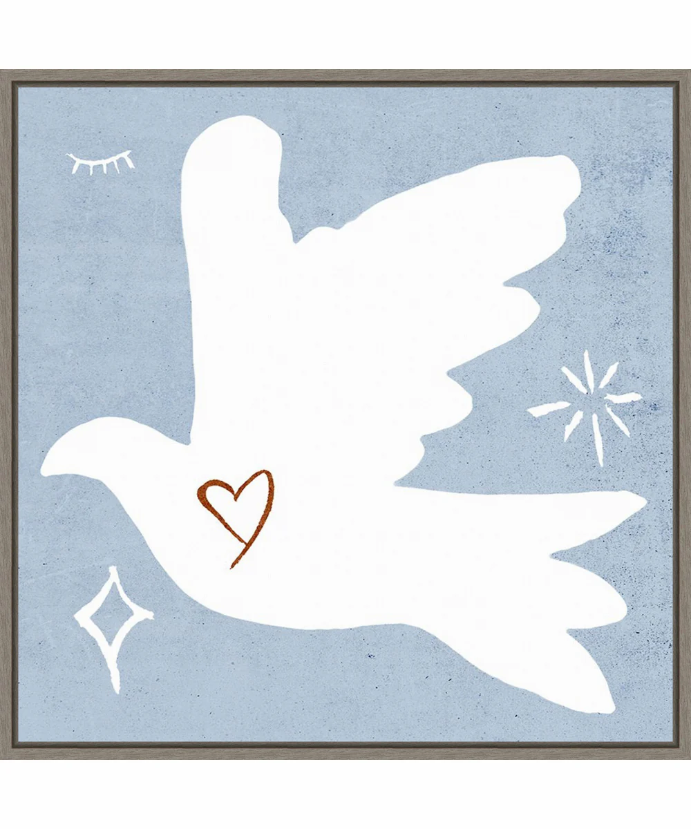 Framed White Dove I by Melissa Wang Canvas Wall Art Print (30 W x 30 H), Sylvie Greywash Frame