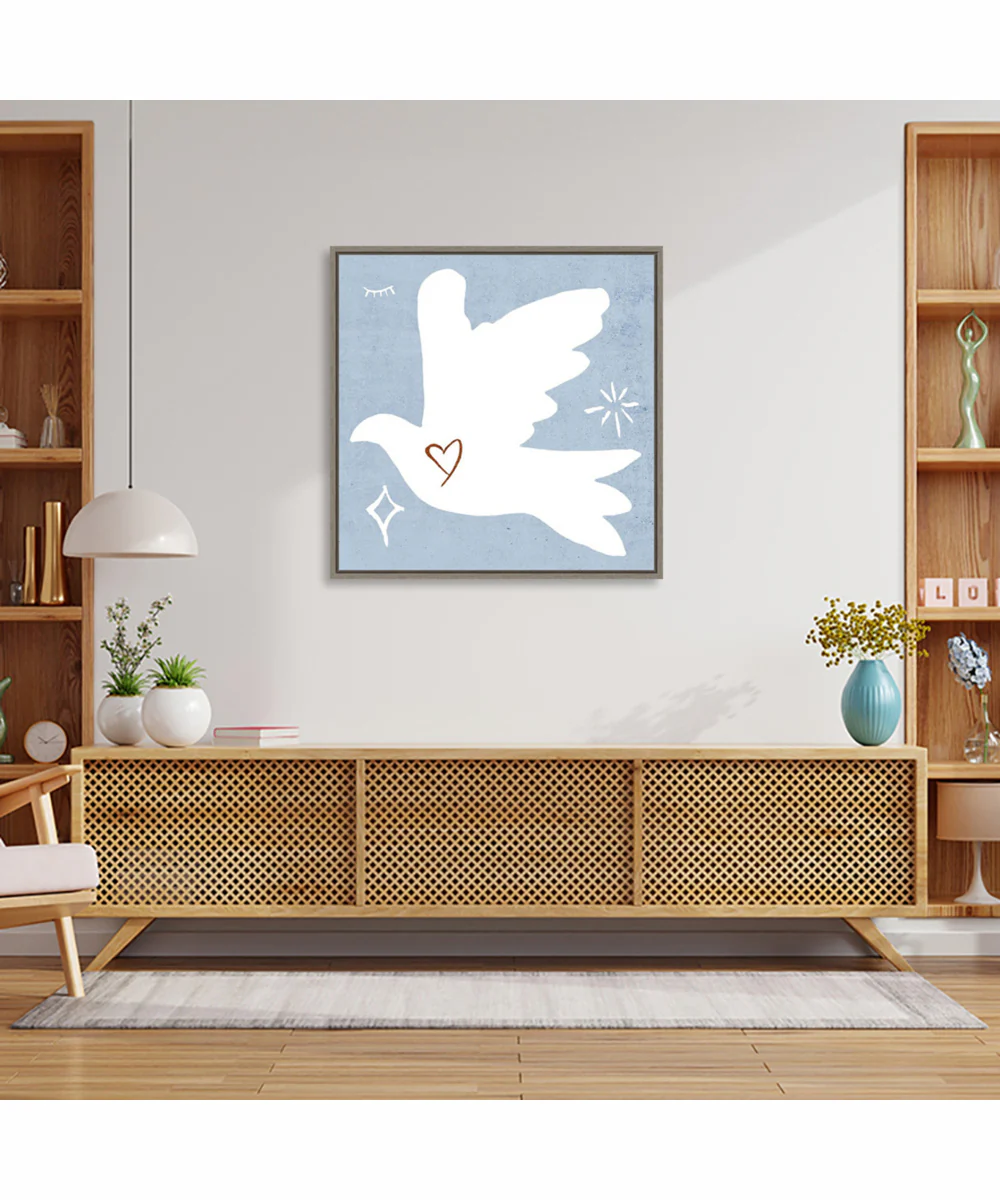Framed White Dove I by Melissa Wang Canvas Wall Art Print (30 W x 30 H), Sylvie Greywash Frame - Image 2