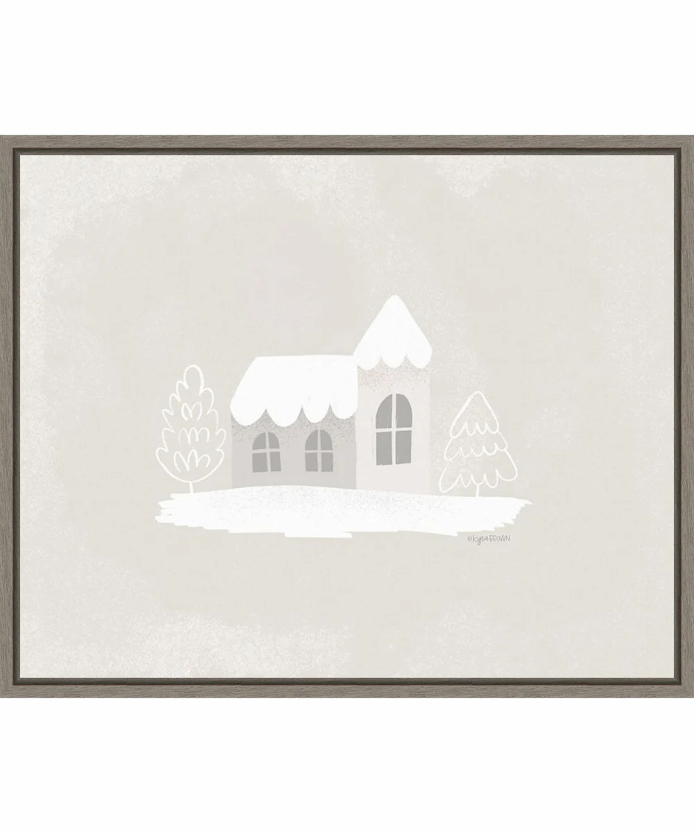 Framed Winter Cottage by Kyra Brown Canvas Wall Art Print (28 W x 23 H), Sylvie Greywash Frame