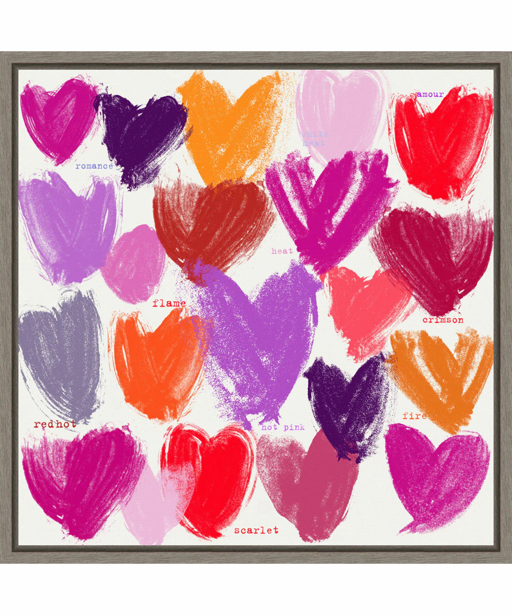 Framed You Color My World With Love by Jenny Frean Canvas Wall Art Print (22 W x 22 H), Sylvie Greywash Frame