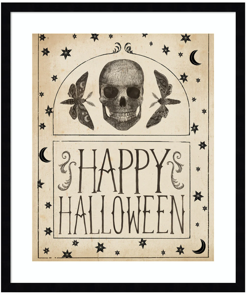 Hocus Pocus II Stars and Skull by Sara Zieve Miller Wood Framed Wall Art Print (21 W x 25 H), Svelte Noir Black Frame