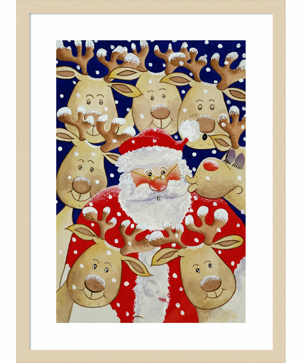 Kiss for Santa by Tony Todd Wood Framed Wall Art Print (19 W x 25 H), Svelte Natural Frame