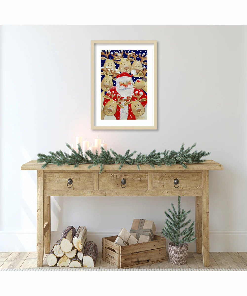 Kiss for Santa by Tony Todd Wood Framed Wall Art Print (19 W x 25 H), Svelte Natural Frame - Image 2