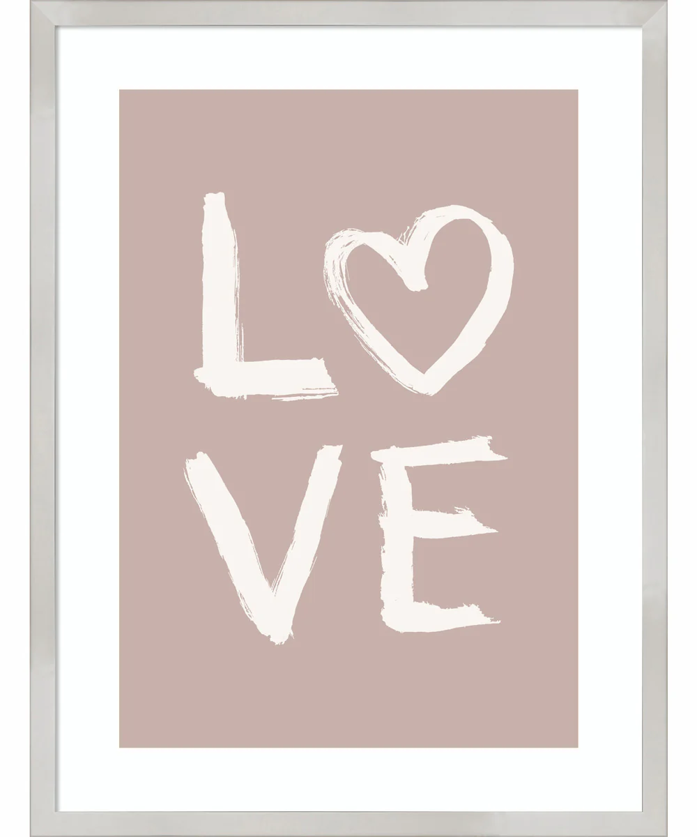 LOVE Light Pink by Aminah Eleonora Wood Framed Wall Art Print (19  W x 25  H), Svelte Silver Frame