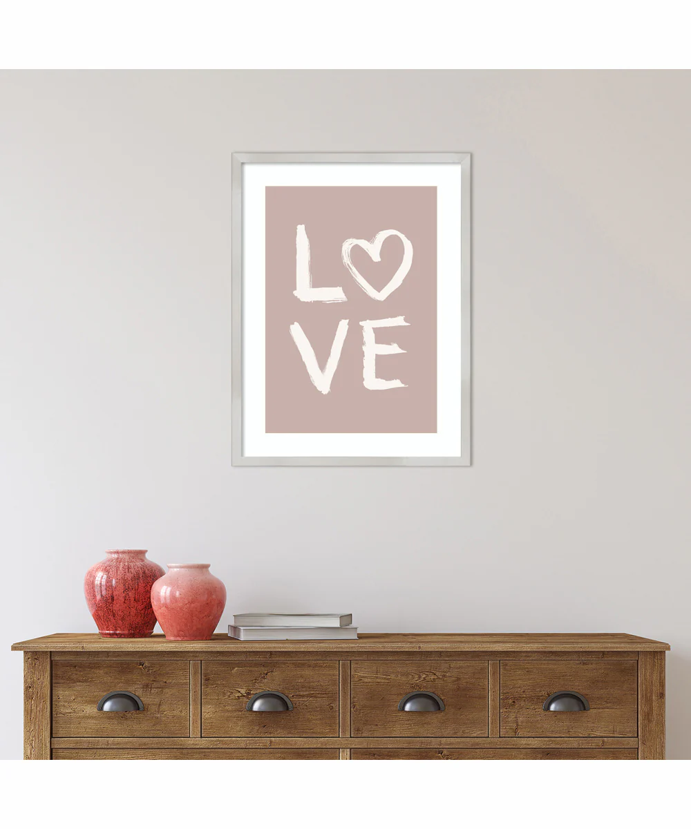 LOVE Light Pink by Aminah Eleonora Wood Framed Wall Art Print (19  W x 25  H), Svelte Silver Frame - Image 2