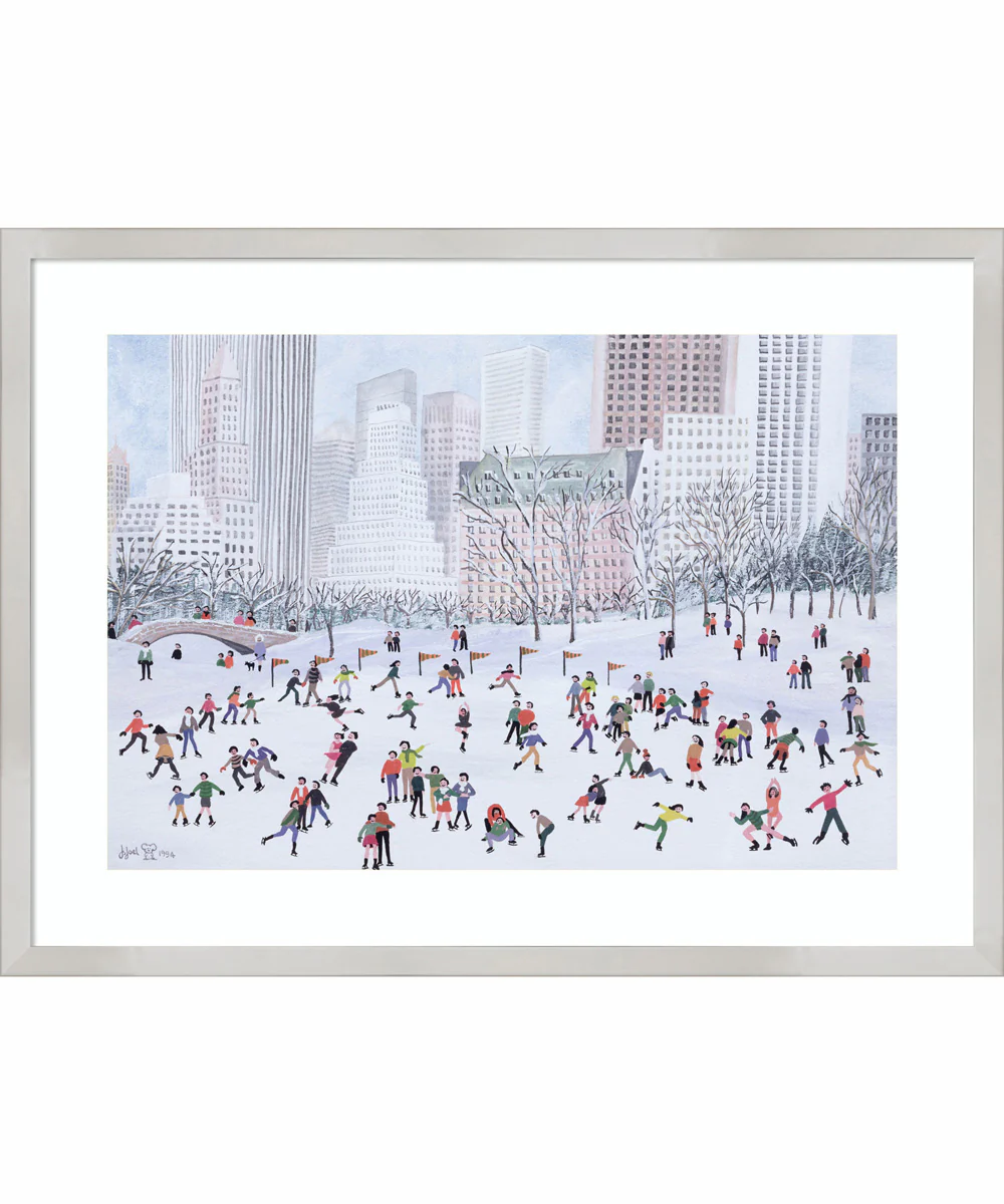 Skating Rink Central Park New York by Judy Joel Wood Framed Wall Art Print (25 W x 19 H), Svelte Silver Frame