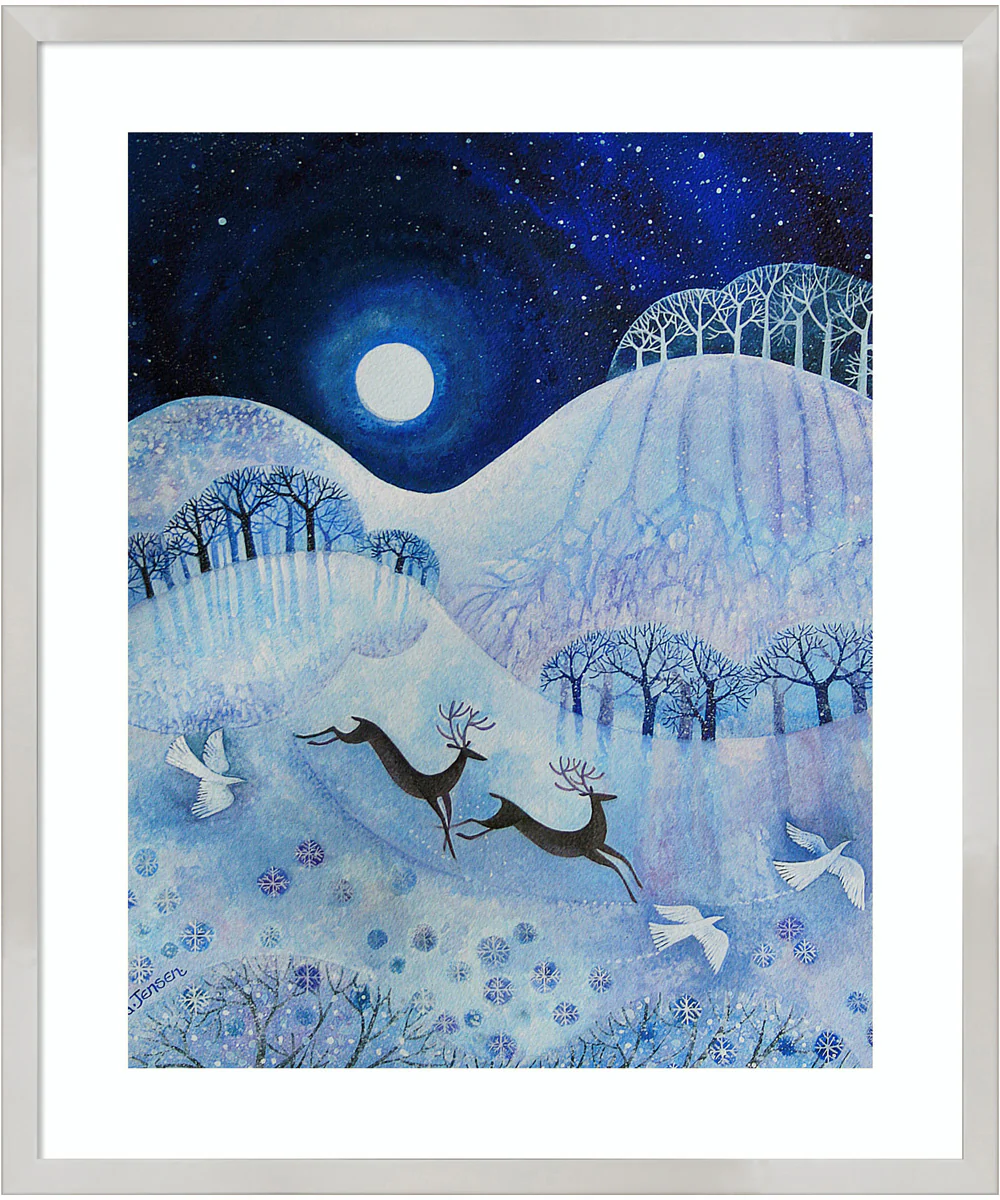 Snowy Peace by Lisa Graa Jensen Wood Framed Wall Art Print (21 W x 25 H), Svelte Silver Frame
